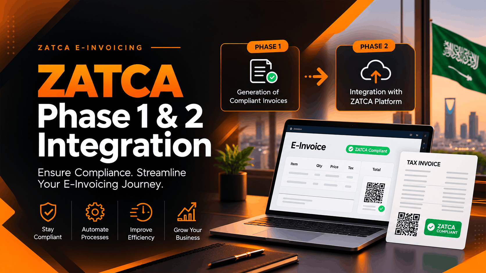 ZATCA Phase 1 & 2 Integration: A Complete Guide to E-Invoicing Compliance in Saudi Arabia